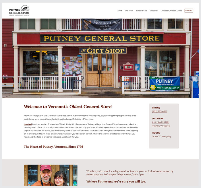 screenshot of Putney Store